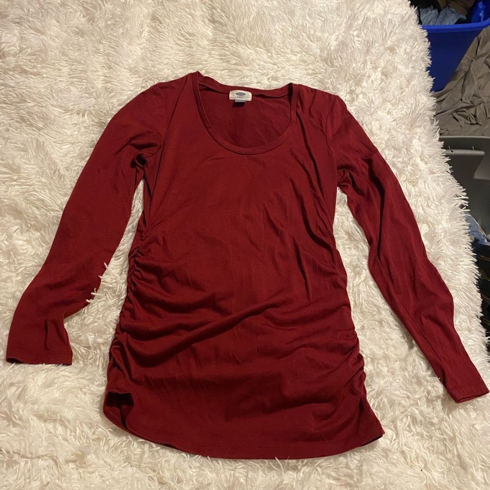 Old Navy Small Maroon Long Sleeve Maternity Shirt